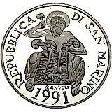 1000 лир 1991, олимпийский огонь [Сан-Марино]