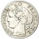 2 франка 1872, A, знак монетного двора: "A" - Париж [Франция]