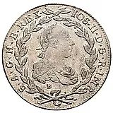 20 крейцеров 1781-1790, Иосиф II - Закрытый венок над головой [Австрия]