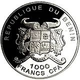 1000 франков 2001, Зебра [Бенин]