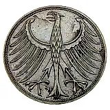 5 марок 1968, G, знак монетного двора: "G" - Карлсруэ [Германия / ФРГ]