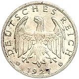 1 рейхсмарка 1927, F, знак монетного двора "F" — Штутгарт [Германия]