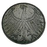 5 марок 1974, J, знак монетного двора: "J" - Гамбург [Германия / ФРГ]