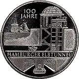 10 евро 2011, J, туннель под Эльбой [Германия]