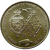 25 пенсов 1981, свадьба Чарльза и Дианы [Остров Вознесения / Острова Святой Елены, Вознесения и Тристан-да-Кунья]