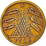 5 рейхспфеннигов 1925, A, знак монетного двора "A" — Берлин [Германия]