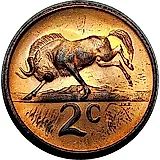 2 Cents 1968, End of Charles Swart's Presidency "SUID-AFRIKA" [South Africa]