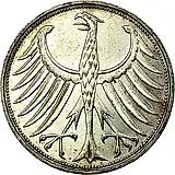5 марок 1965, F, знак монетного двора: "F" - Штутгарт [Германия / ФРГ]