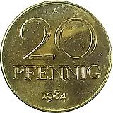 20 пфеннигов 1984, A [Германия / ГДР]