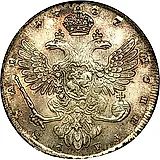 1 рубль 1737, московский тип. "Б. М. Анна", портрет работы Л. Дмитриева, орел московского типа, крест державы касается крыла