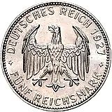 5 рейхсмарок 1927, F, университет [Германия]