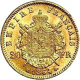 20 франков 1864, BB, знак монетного двора: "BB" - Страсбург [Франция]