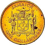 1 доллар 1993, Сталь с латунным покрытием (магнетик) [Ямайка]