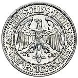 5 рейхсмарок 1932, A, знак монетного двора "A" — Берлин [Германия]