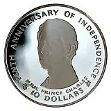 10 долларов 1980, 10 лет Независимости [Фиджи]