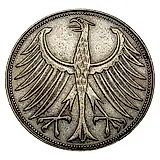 5 марок 1963, D, знак монетного двора: "D" - Мюнхен [Германия / ФРГ]