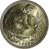 50 пфеннигов 1966, F, знак монетного двора: "F" - Штутгарт [Германия / ФРГ]