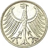 5 марок 1966, G, знак монетного двора: "G" - Карлсруэ [Германия / ФРГ]