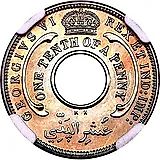 1/10 пенни 1947, KN, знак монетного двора: "KN" - Кингз Нортон Металл, Бирмингем [Британская Западная Африка]