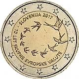 2 евро 2017, 10 лет введению евро в Словении [Словения]