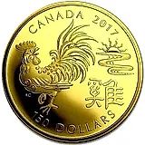 150 долларов 2017, год петуха [Канада] Proof