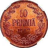 10 Pennia 1917, with the Coat of Arms Eagle
