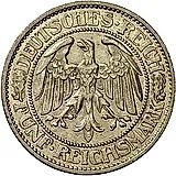 5 рейхсмарок 1928, E, знак монетного двора "E" — Мульденхюттен [Германия]