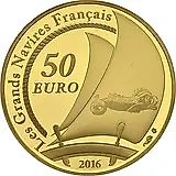 50 евро 2016, барк Белэм [Франция] Proof
