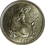 50 пфеннигов 1969, J, знак монетного двора: "J" - Гамбург [Германия / ФРГ]