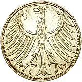 5 марок 1967, F, знак монетного двора: "F" - Штутгарт [Германия / ФРГ]