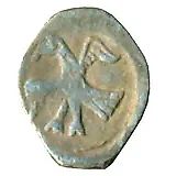 полушка Ивана IV Васильевича Грозного 1533-1547, птица/русская легенда [Псков]