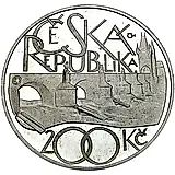 200 крон 2007, 650 лет Карлову мосту [Чехия] Proof