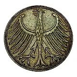 5 марок 1960, J, знак монетного двора: "J" - Гамбург [Германия / ФРГ]