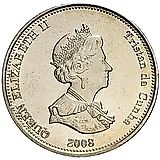 1 крона 2008, кашалоты [Тристан-да-Кунья / Острова Святой Елены, Вознесения и Тристан-да-Кунья]