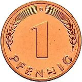 1 пфенниг 1948, G, знак монетного двора: "G" - Карлсруэ [Германия / ФРГ]