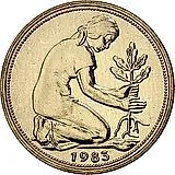 50 пфеннигов 1983, D, знак монетного двора: "D" - Мюнхен [Германия / ФРГ]