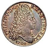 8 реалов 1709, Отметка монетного двора "M", бюст Филиппа V [Испания]