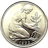 50 пфеннигов 1992, D, знак монетного двора "D" - Мюнхен [Германия]