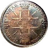 1 рубль 1724, СПБ, солнечный в латах, "СПБ" под портретом
