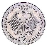 2 марки 1985, J, Конрад Аденауэр, 20 лет Федеративной Республике (1949-1969) [Германия / ФРГ]