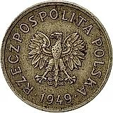 10 грошей 1949, мельхиор [Польша]