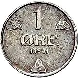1 эре 1941, оккупация (металл железо) [Норвегия]