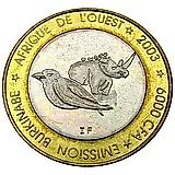 6000 франков 2003, Носорог и Желтоклювый буйволовый скворец [Буркина-Фасо]