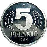 5 пфеннигов 1989, А [Германия / ГДР]