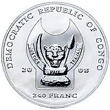 240 франков 2008, носорог [Демократическая Республика Конго] Proof