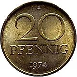 20 пфеннигов 1974, A [Германия / ГДР]