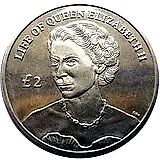 2 фунта 2012, портрет 1952 года [Остров Вознесения / Острова Святой Елены, Вознесения и Тристан-да-Кунья]