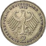 2 марки 1969, F, Конрад Аденауэр, 20 лет Федеративной Республике (1949-1969) [Германия / ФРГ]