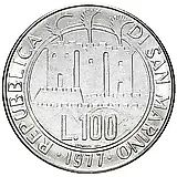 100 лир 1977, звёзды [Сан-Марино]