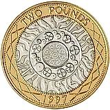 2 фунта 1997, Мельхиор (медь-никель) [Великобритания]